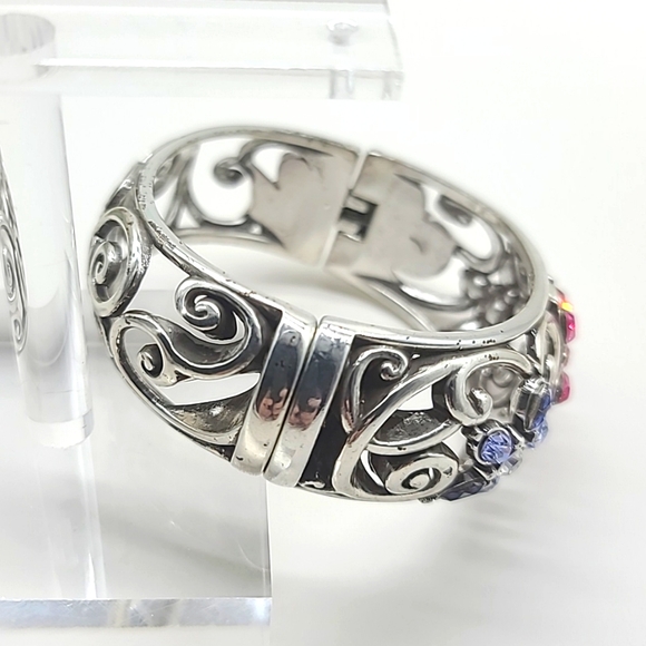 Brighton "GARDEN OF DREAMS" Pink/Purple Swarovski Crystal Floral Hinged Bangle! - Picture 6 of 15